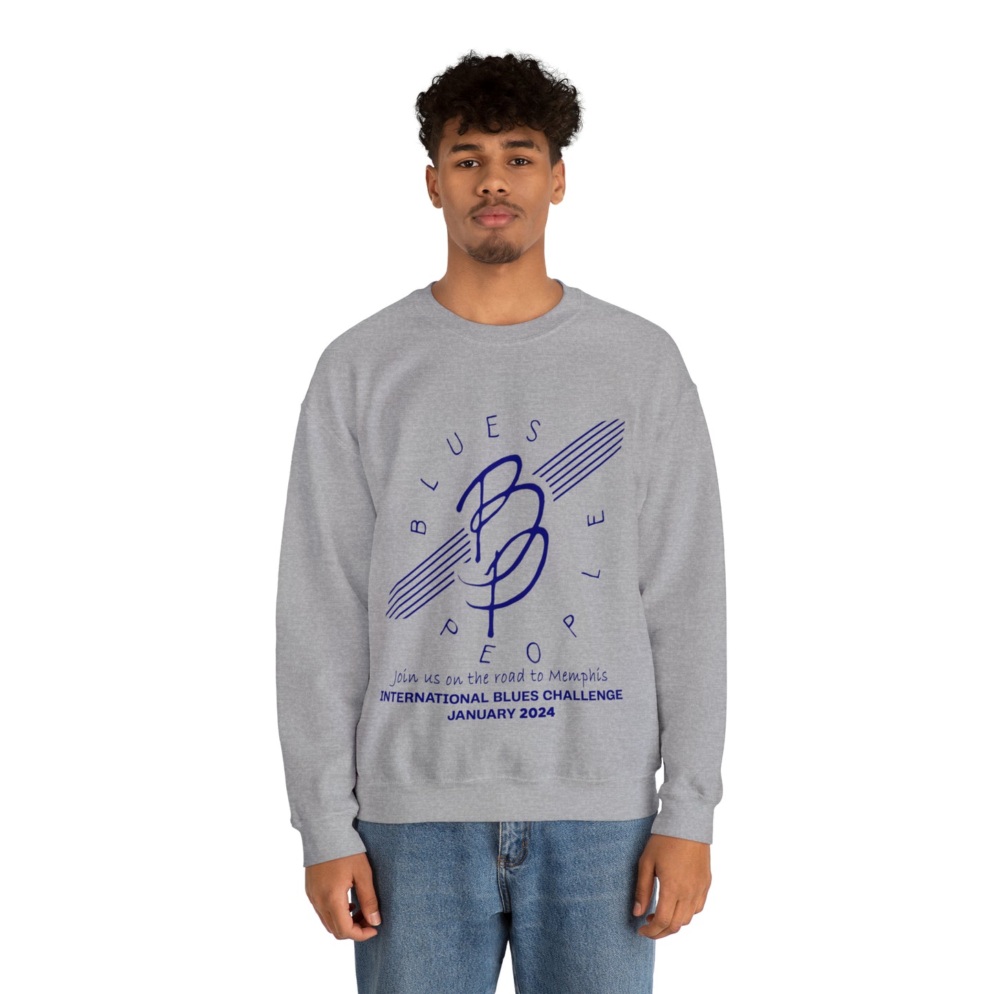 Unisex Heavy Blend™ Crewneck Sweatshirt - Blue Logo - Journey to Memphis