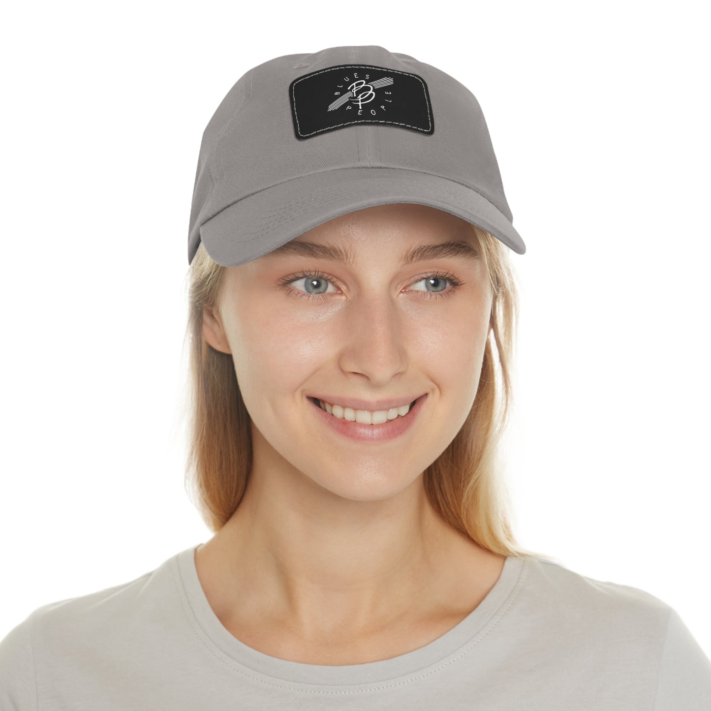 Low Profile Hat with Leather Patch (Rectangle) - White Logo