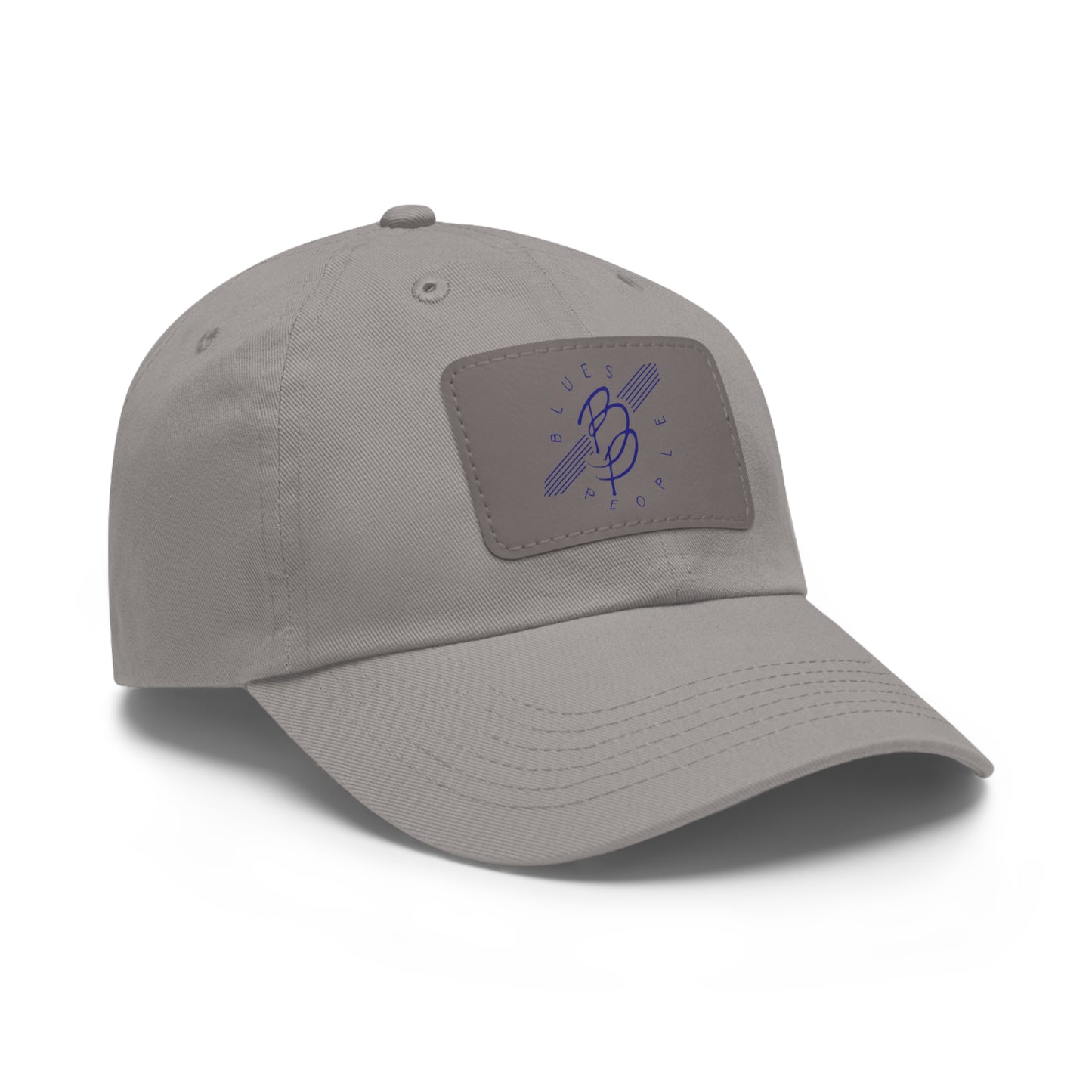 Low Profile Hat with Leather Patch (Rectangle) - Blue Logo