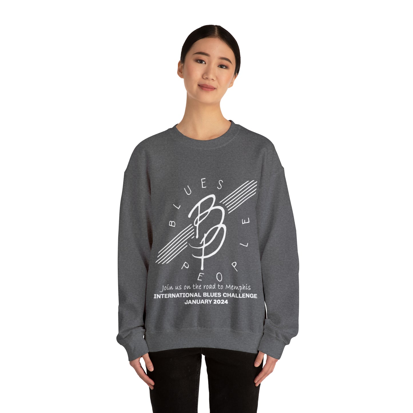 Unisex Heavy Blend™ Crewneck Sweatshirt - White Logo - Journey to Memphis