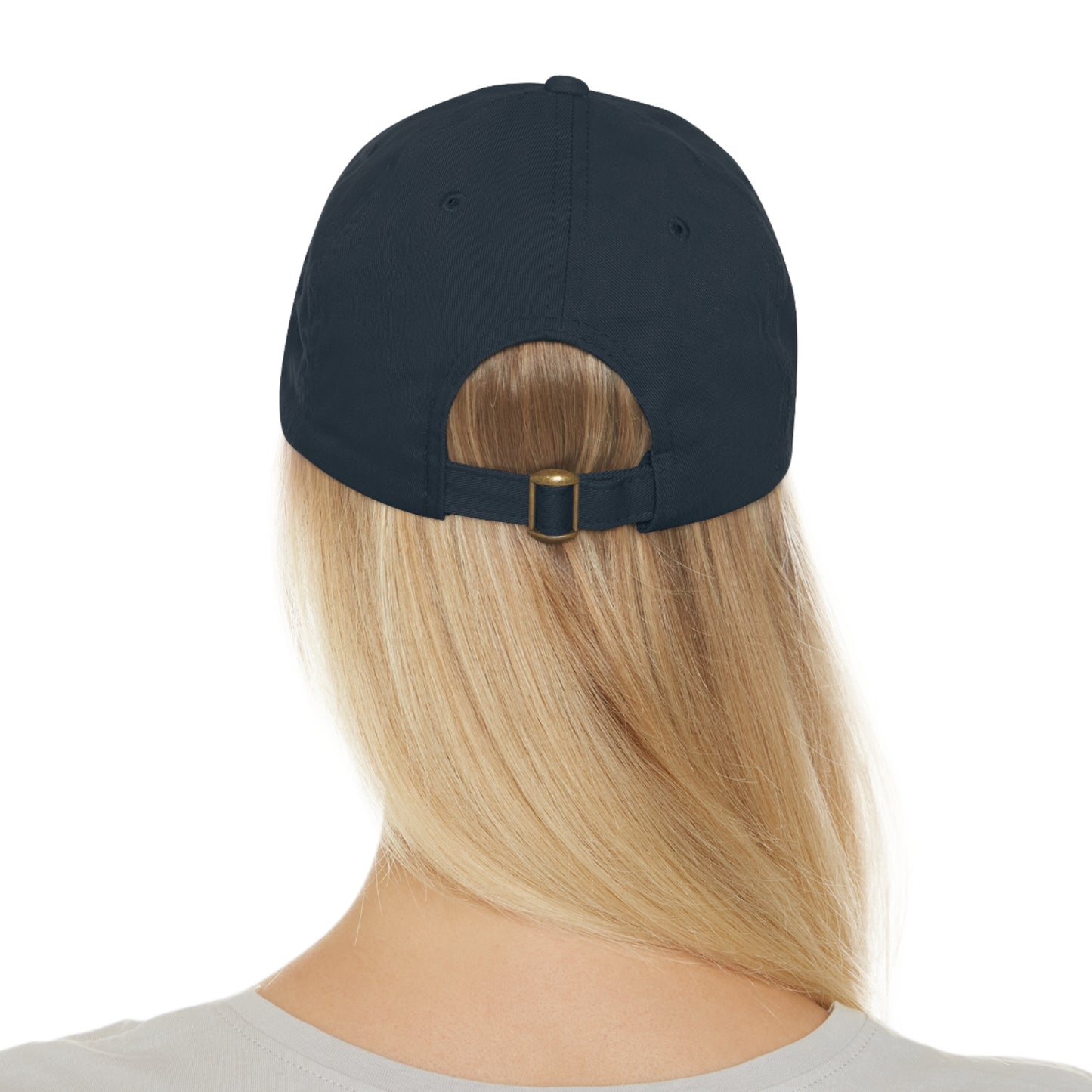 Low Profile Hat with Leather Patch (Round) - Black Logo