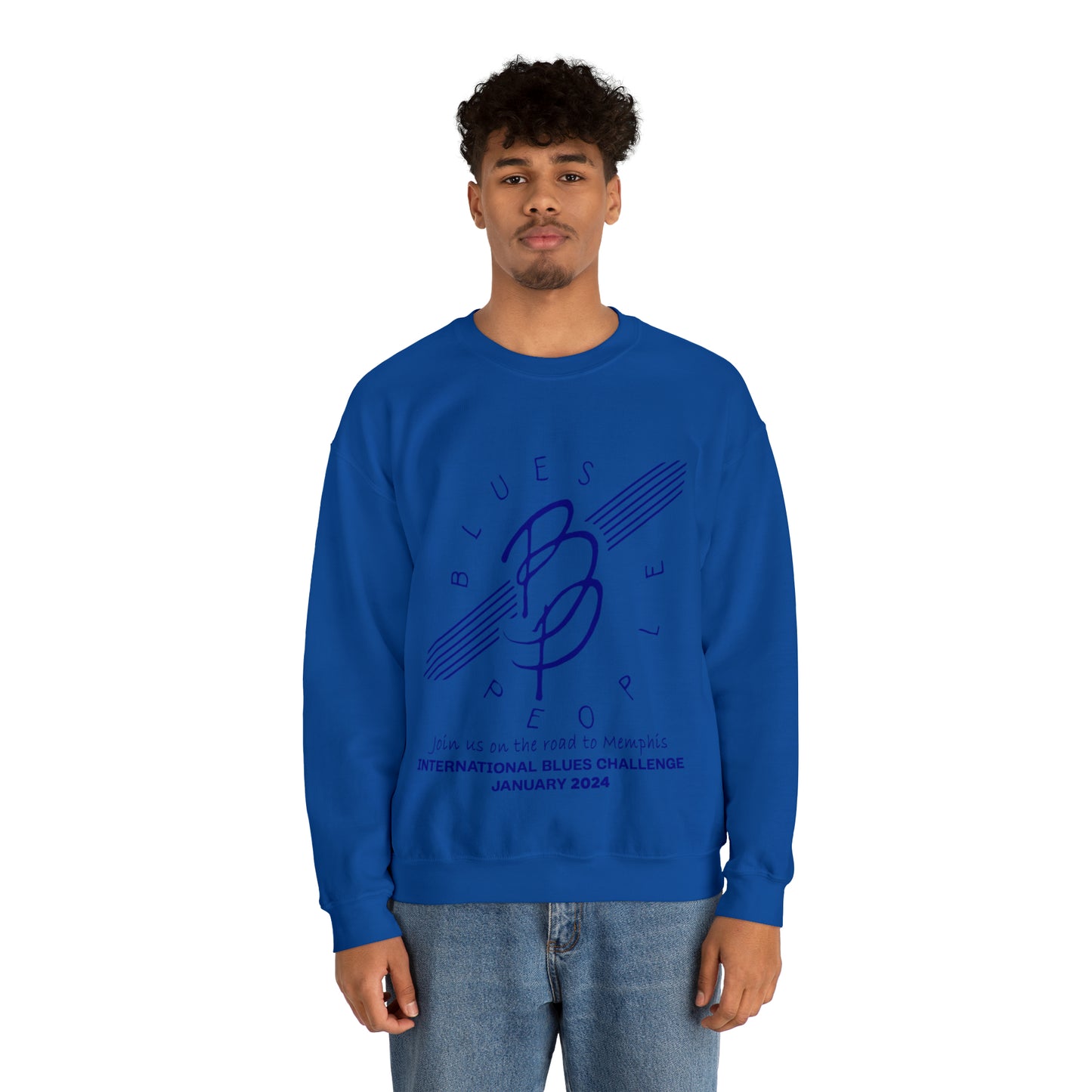 Unisex Heavy Blend™ Crewneck Sweatshirt - Blue Logo - Journey to Memphis