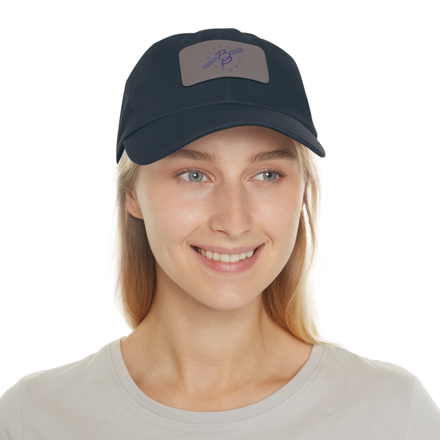 Low Profile Hat with Leather Patch (Rectangle) - Blue Logo