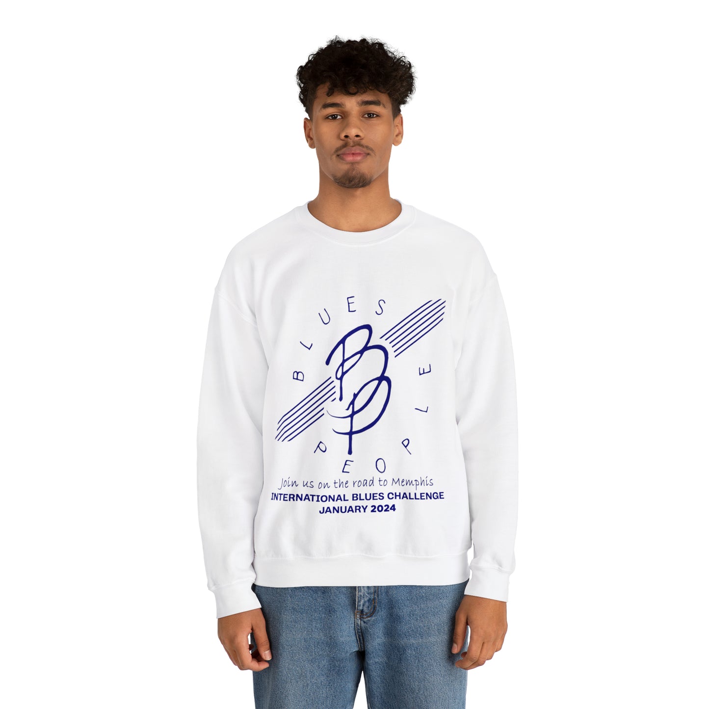 Unisex Heavy Blend™ Crewneck Sweatshirt - Blue Logo - Journey to Memphis