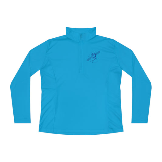 Ladies Quarter-Zip Pullover - Blue Logo