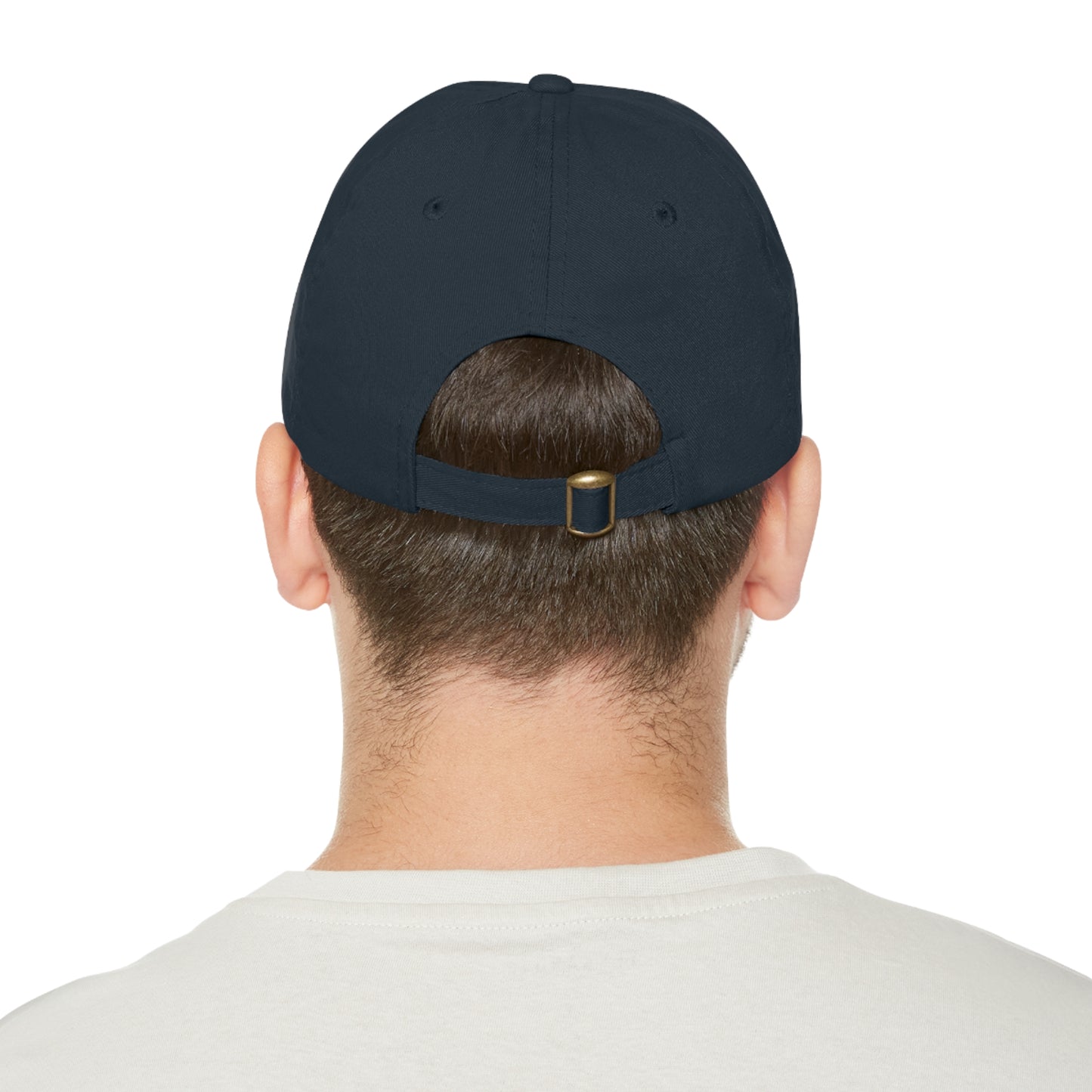 Low Profile Hat with Leather Patch (Rectangle) - White Logo