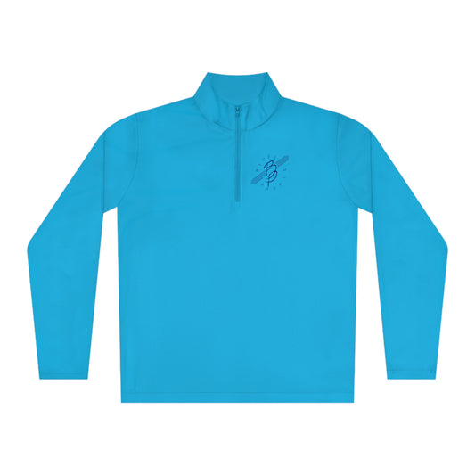 Unisex Quarter-Zip Pullover - Blue Logo