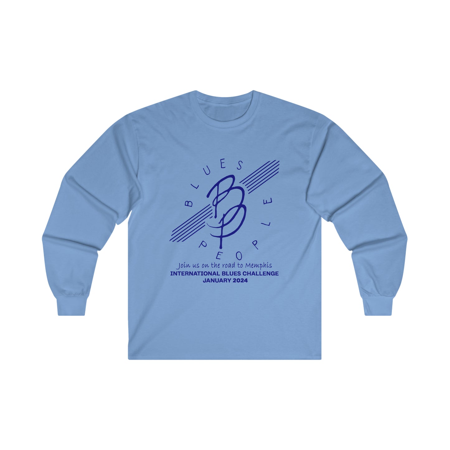 Unisex Ultra Cotton Long Sleeve Tee - Blue Logo - Journey to Memphis