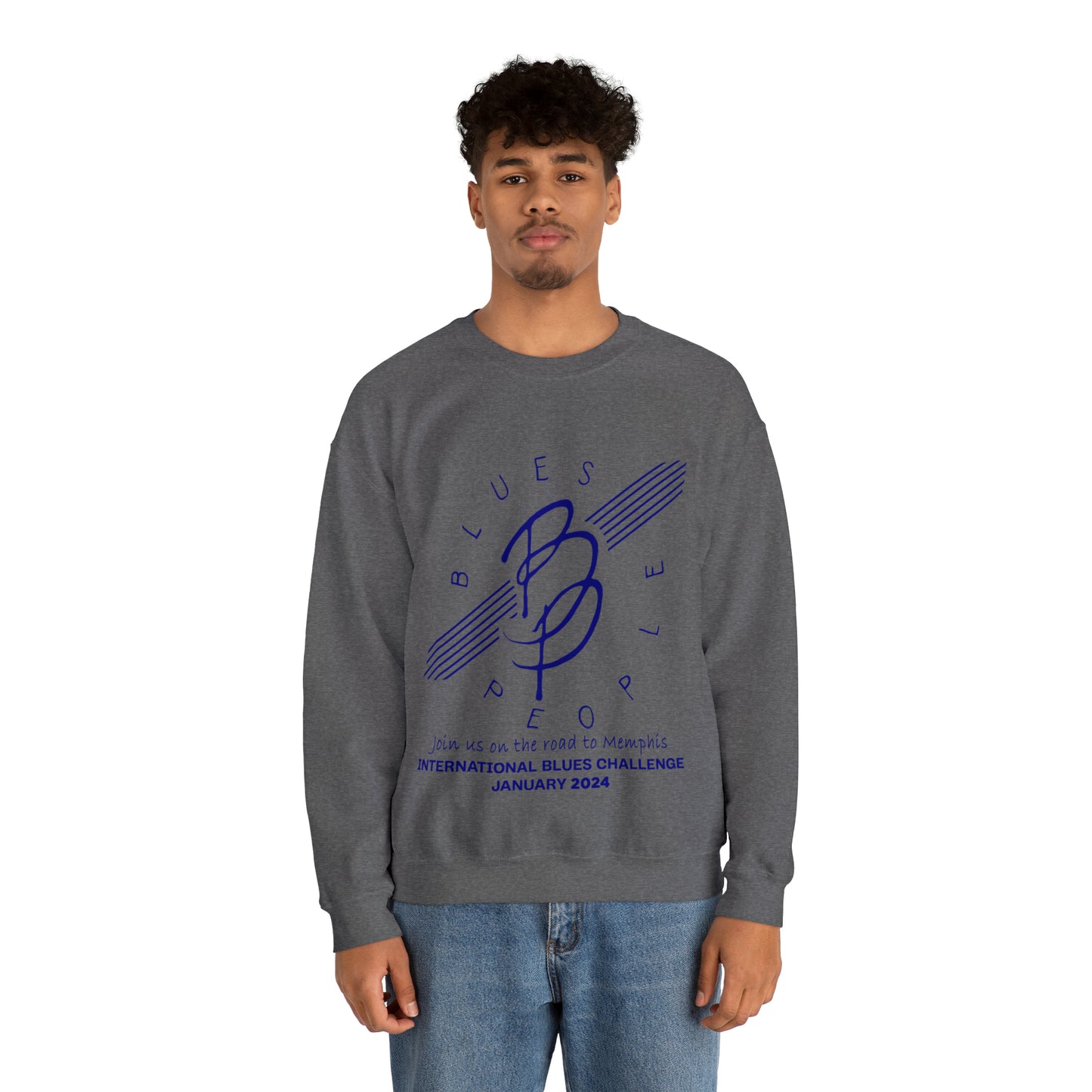 Unisex Heavy Blend™ Crewneck Sweatshirt - Blue Logo - Journey to Memphis